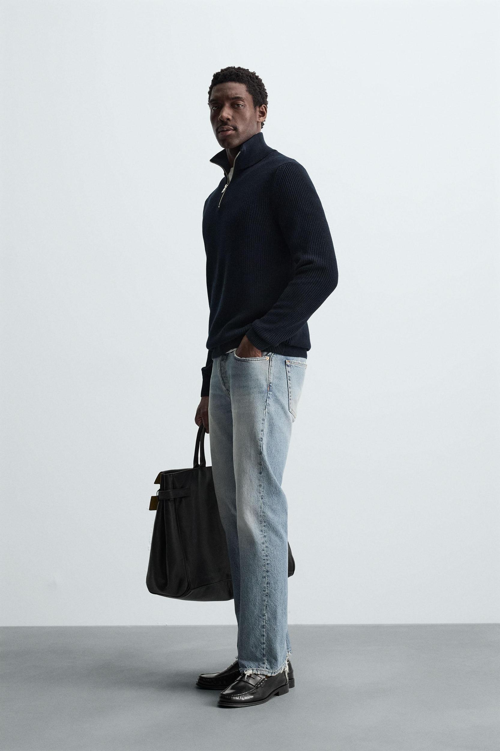 ZIPPERED PURL KNIT SWEATER Product Image