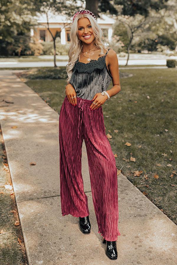 The Blossom Pleated Pants In Berry Product Image