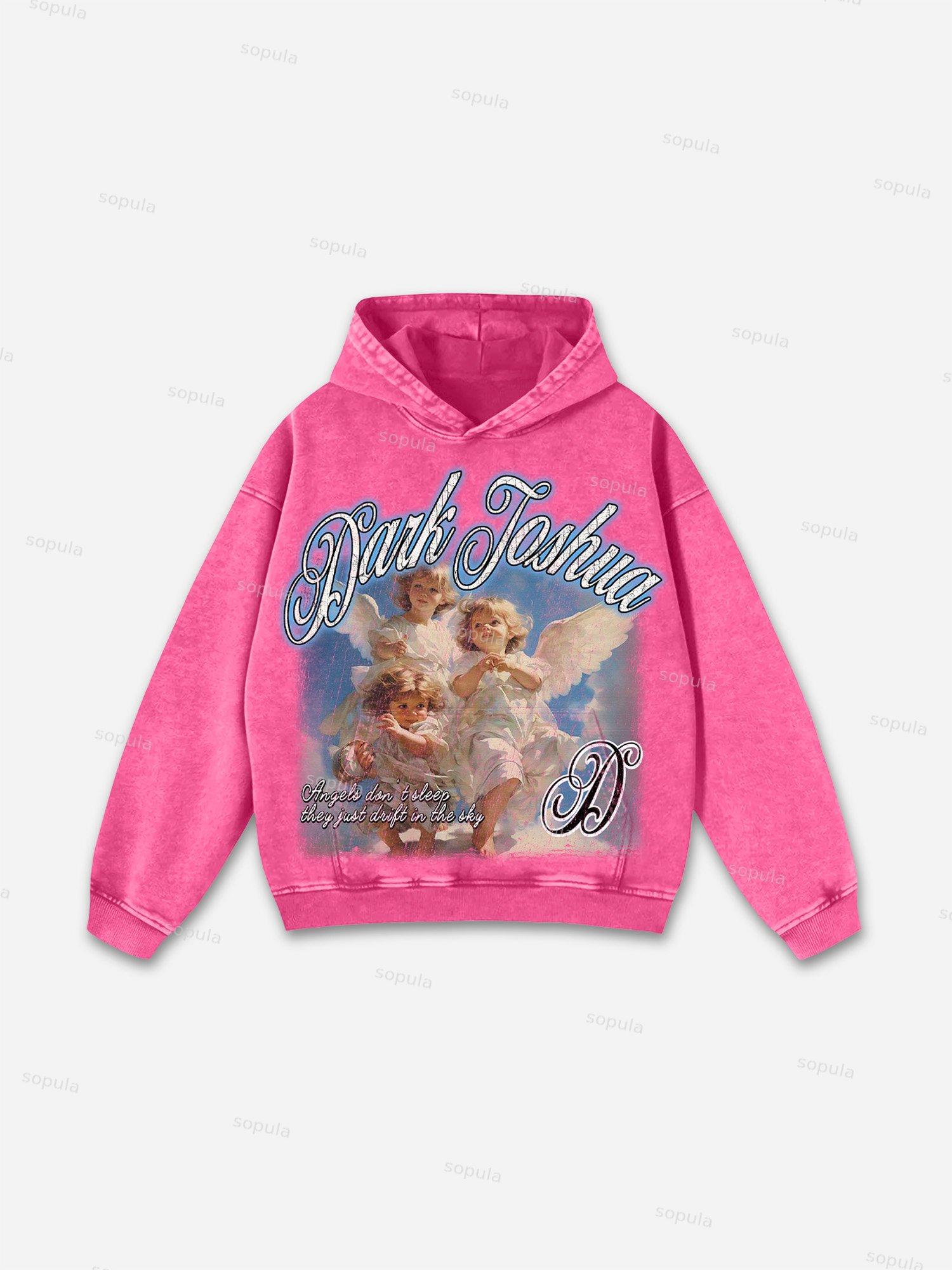 Dark Joshua Angel Graphic Acid Wash Hoodie Product Image