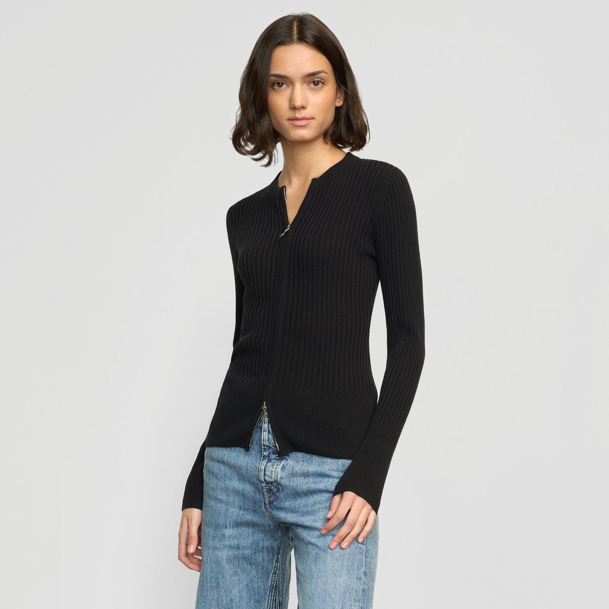 Kayla Ribbed Two-Way Zip Sweater Product Image