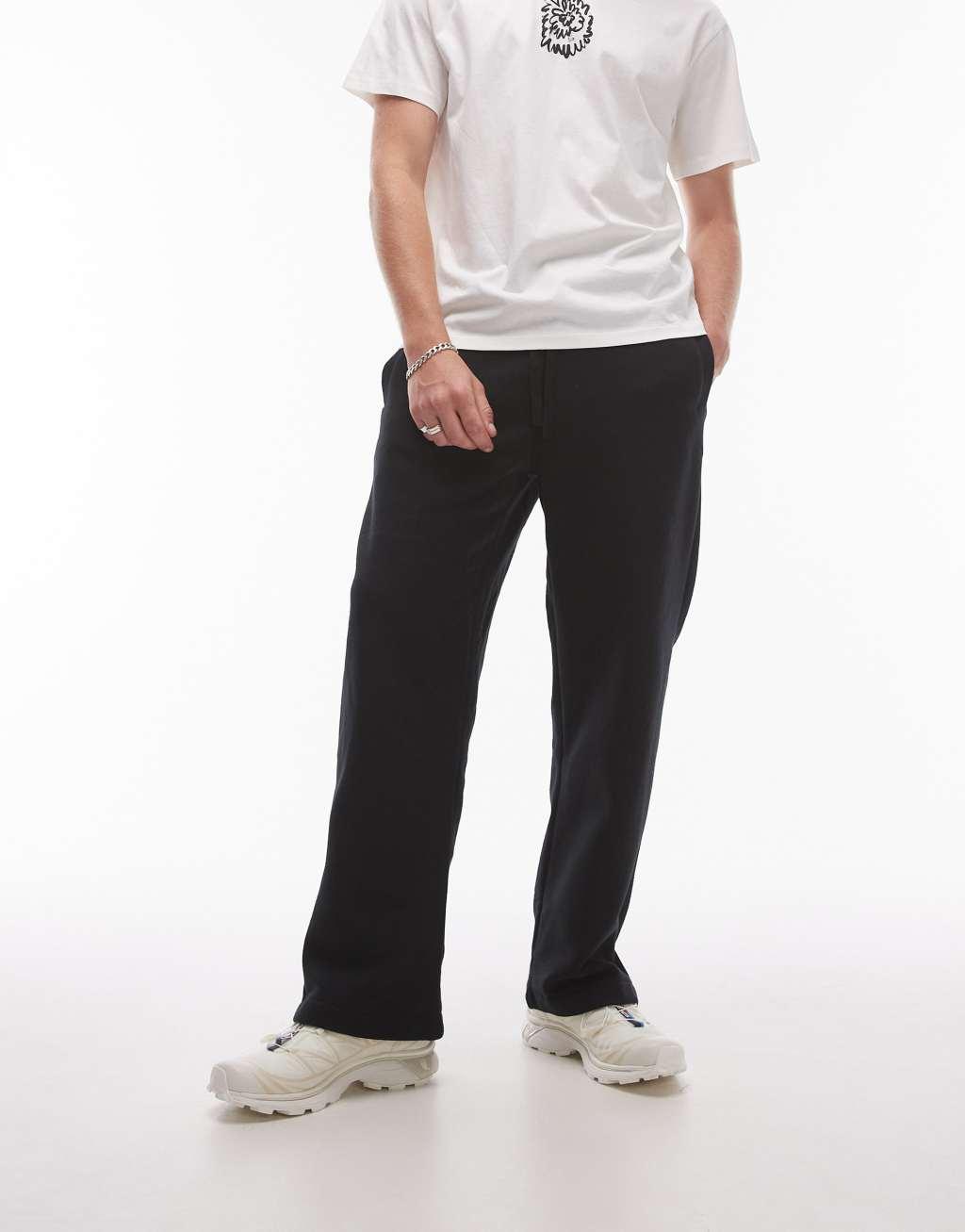 Topman straight leg sweatpants in black Product Image
