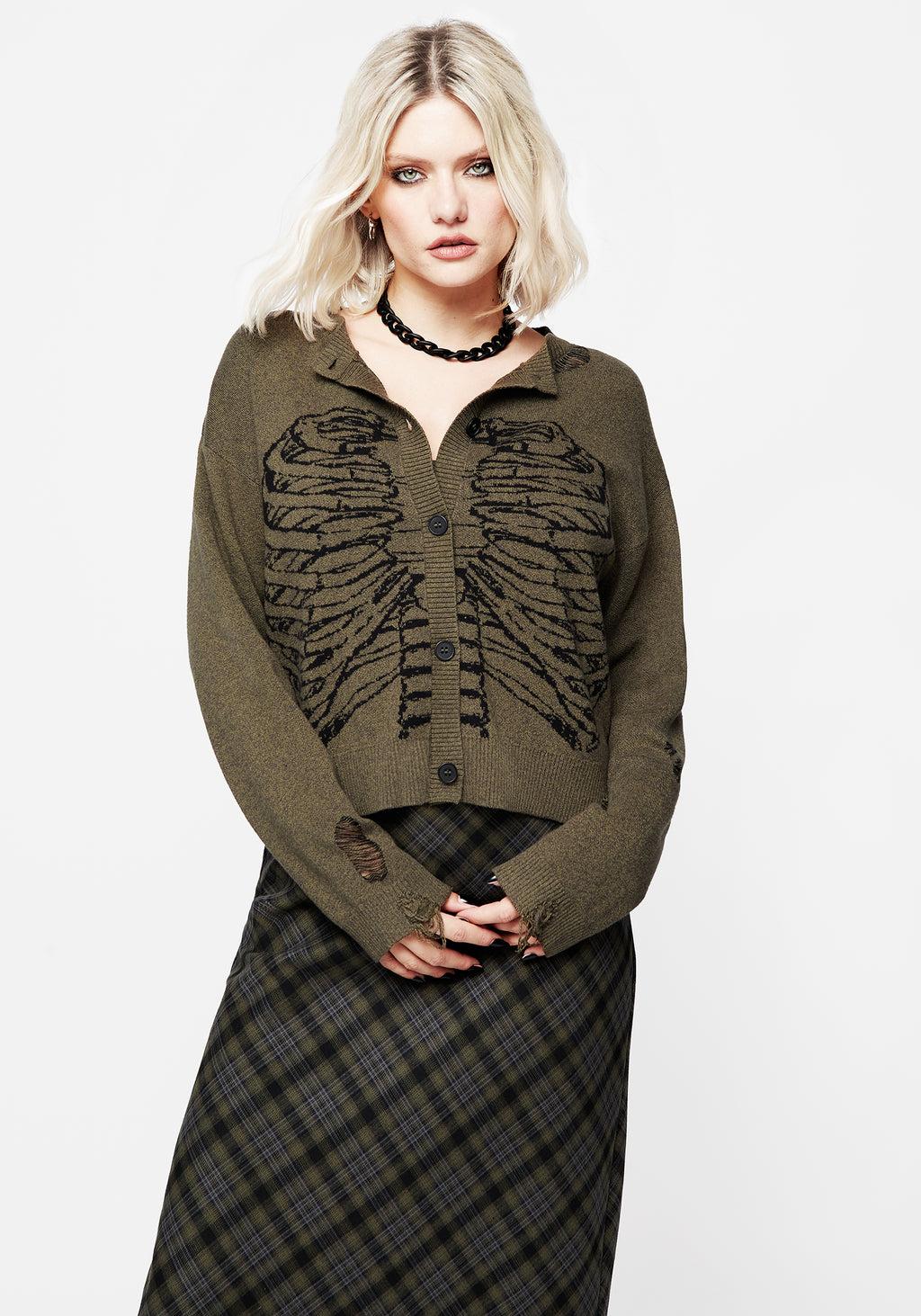 Vertebrae Graphic Knit Crop Cardigan Product Image