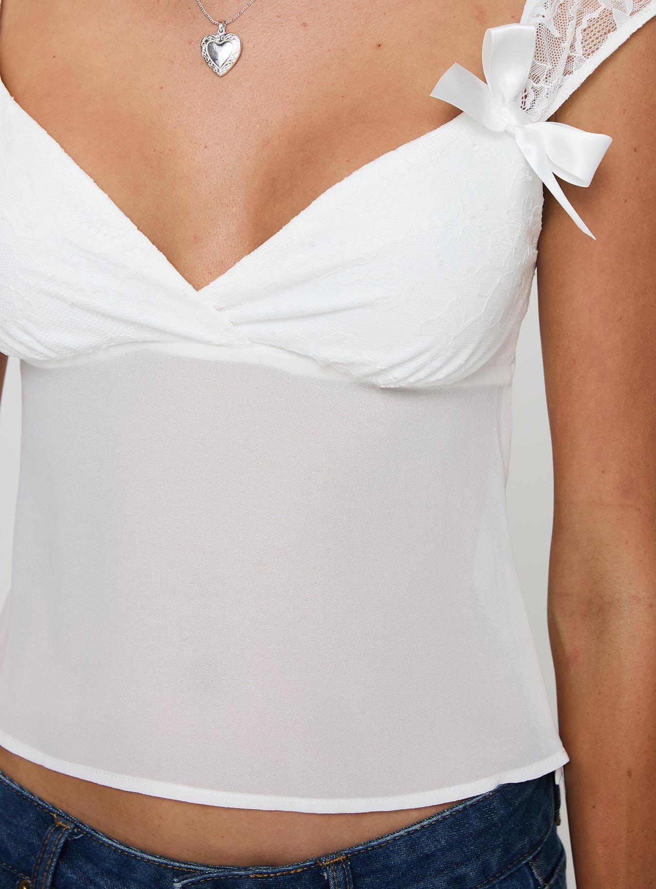 Fairhaven Bow Detail Top White Product Image