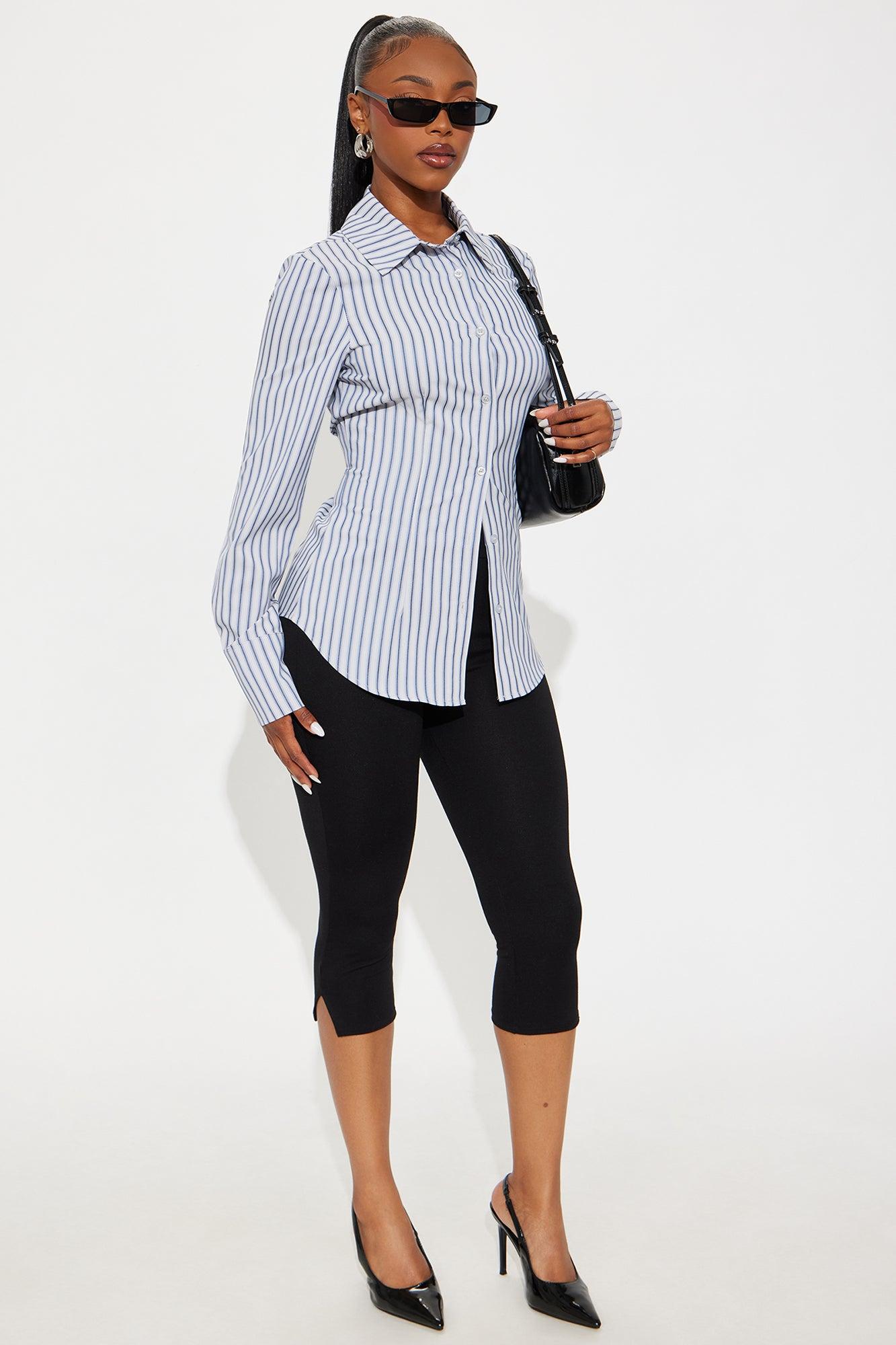 Mira Striped Poplin Shirt - Blue/combo Female Product Image
