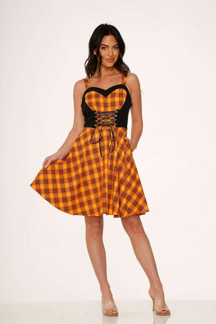 Orange Plaid Swing Dress Product Image