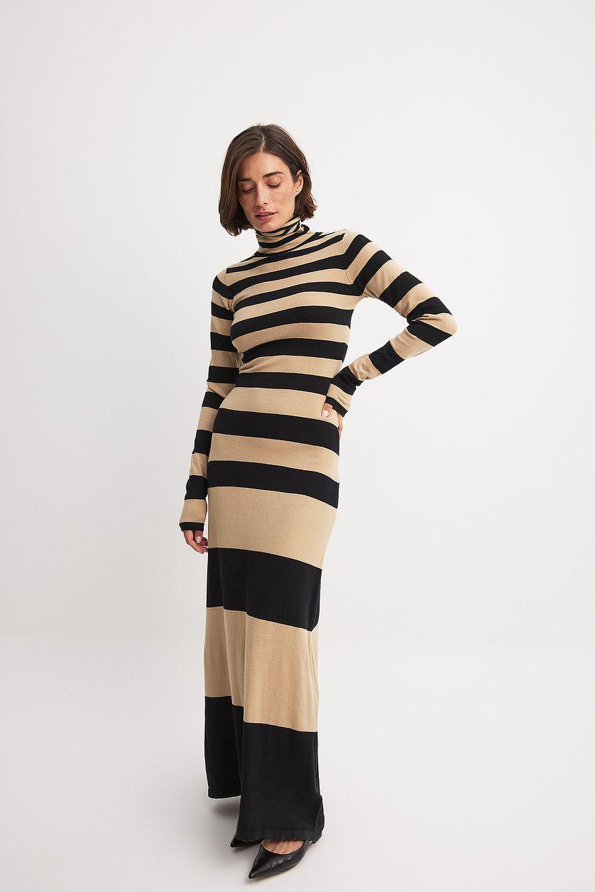 Fine Knitted Striped Maxi Dress Product Image