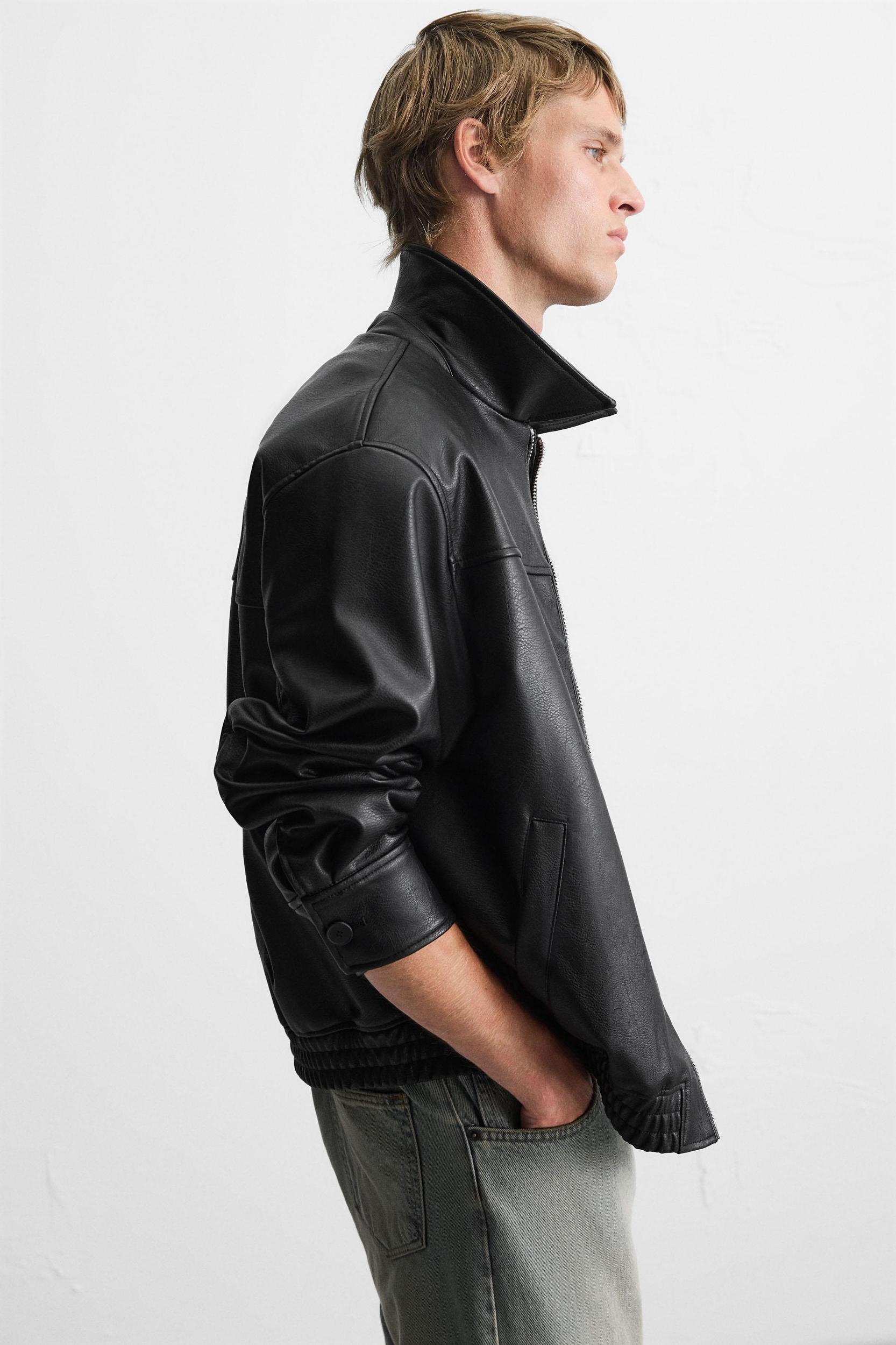 FAUX LEATHER BOMBER JACKET Product Image