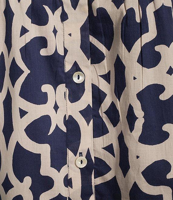 Ro's Garden Jinette Printed Woven Collar Neck Long Sleeve Button Front Tiered Maxi Dress Product Image