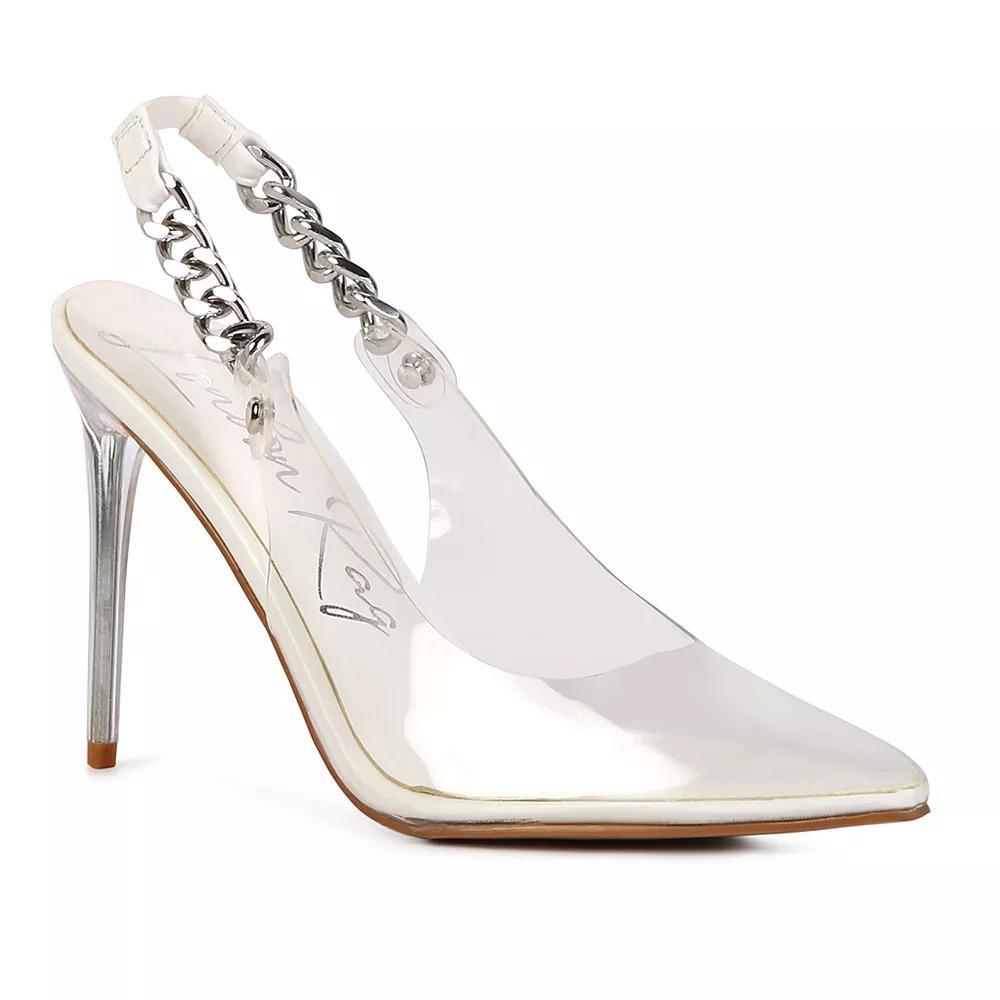London Rag Goddess Women's Clear Chain Slingback High Heels, Size: 6.5, Beige Product Image