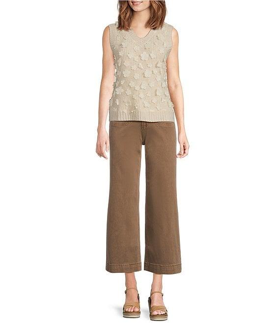 Charlie B. Wool Blend Cable Knit Striped Cowl Neck Long Sleeve Sweater Product Image