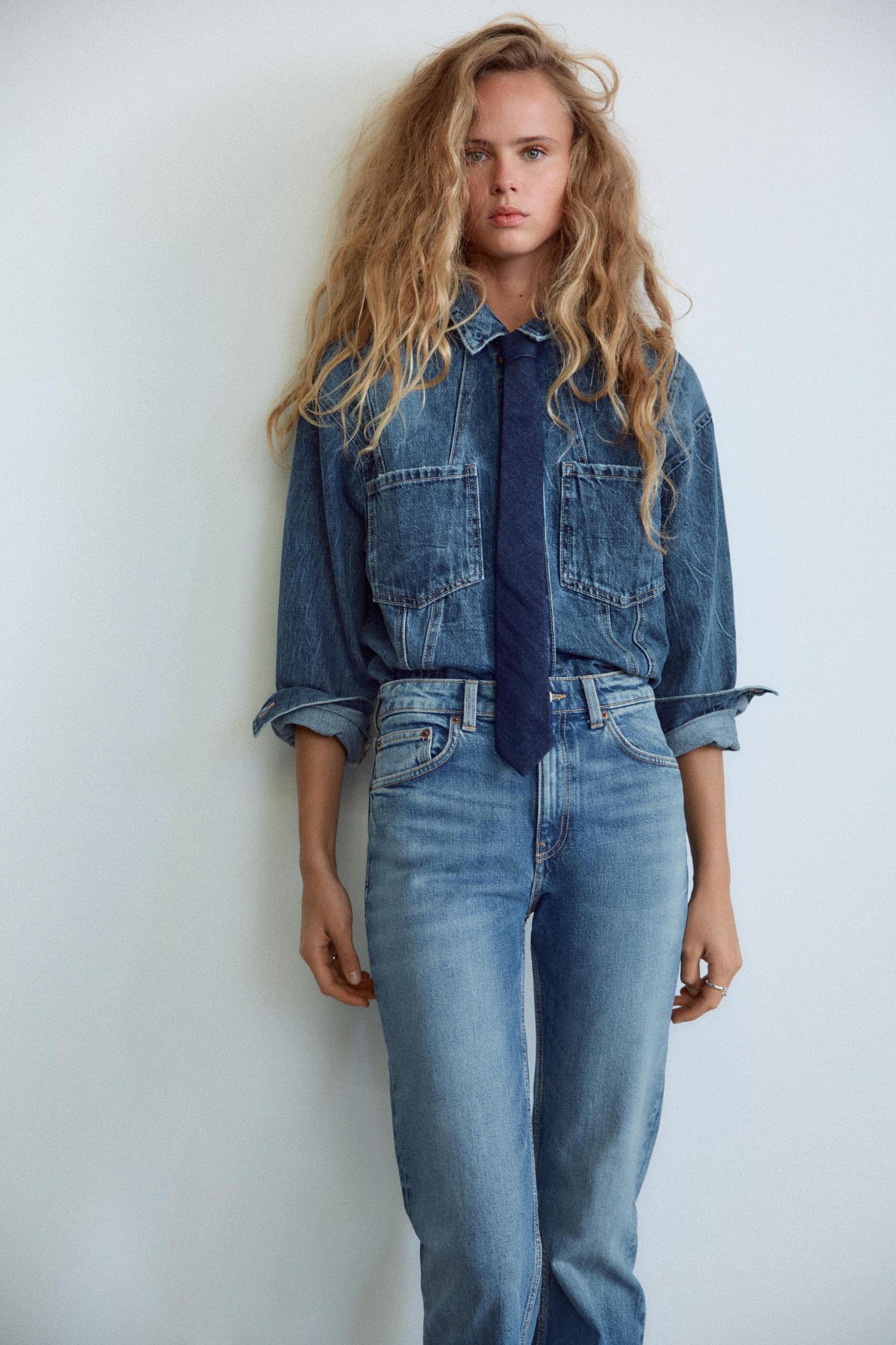 TRF STRAIGHT LEG JEANS WITH A HIGH WAIST Product Image