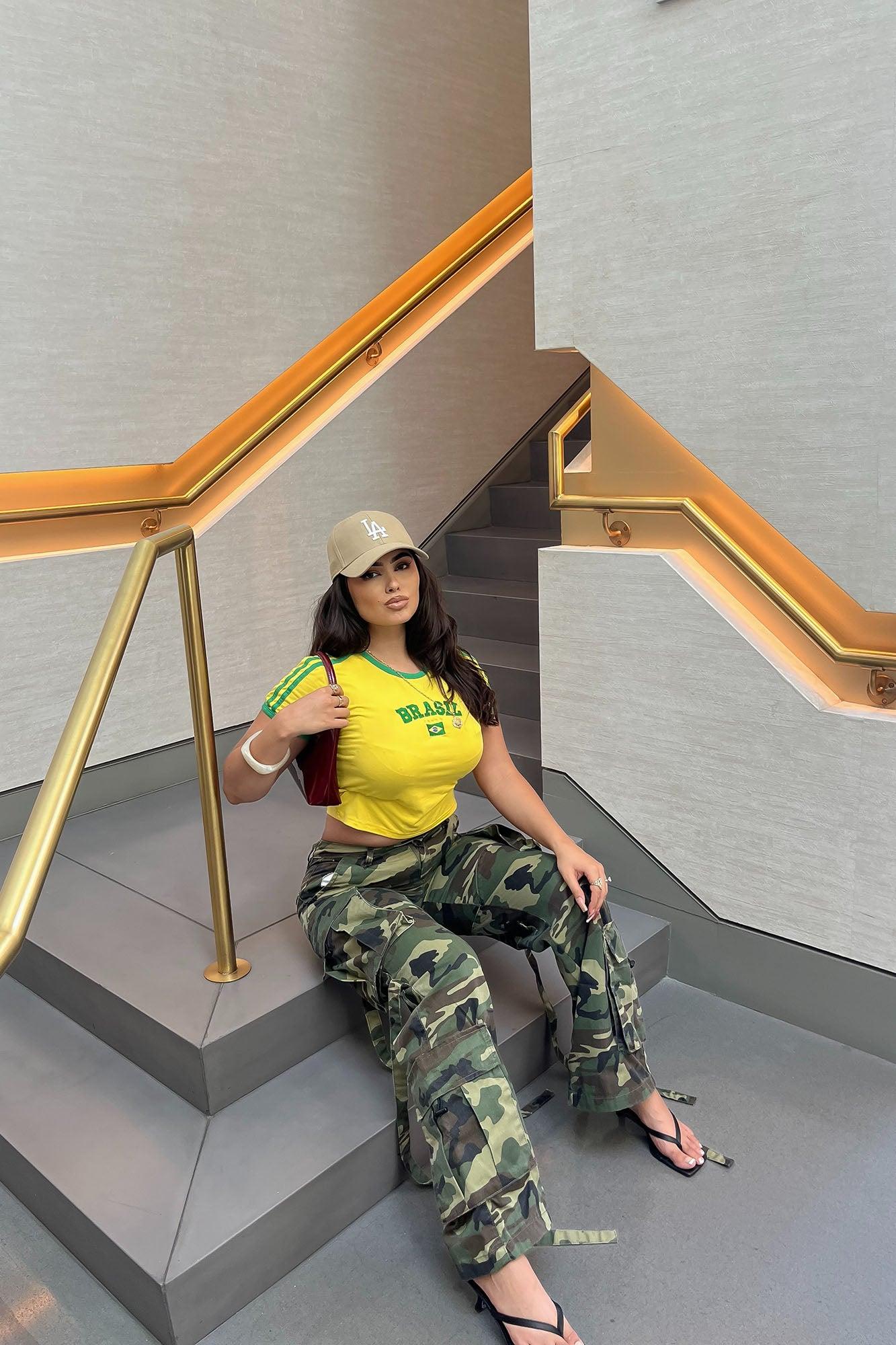 Level You Up Camo Cargo Pant - Olive/combo Product Image