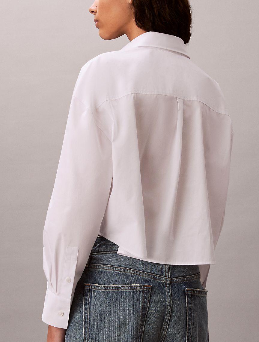 Cotton Poplin Cropped Boxy Button-Down Shirt Product Image