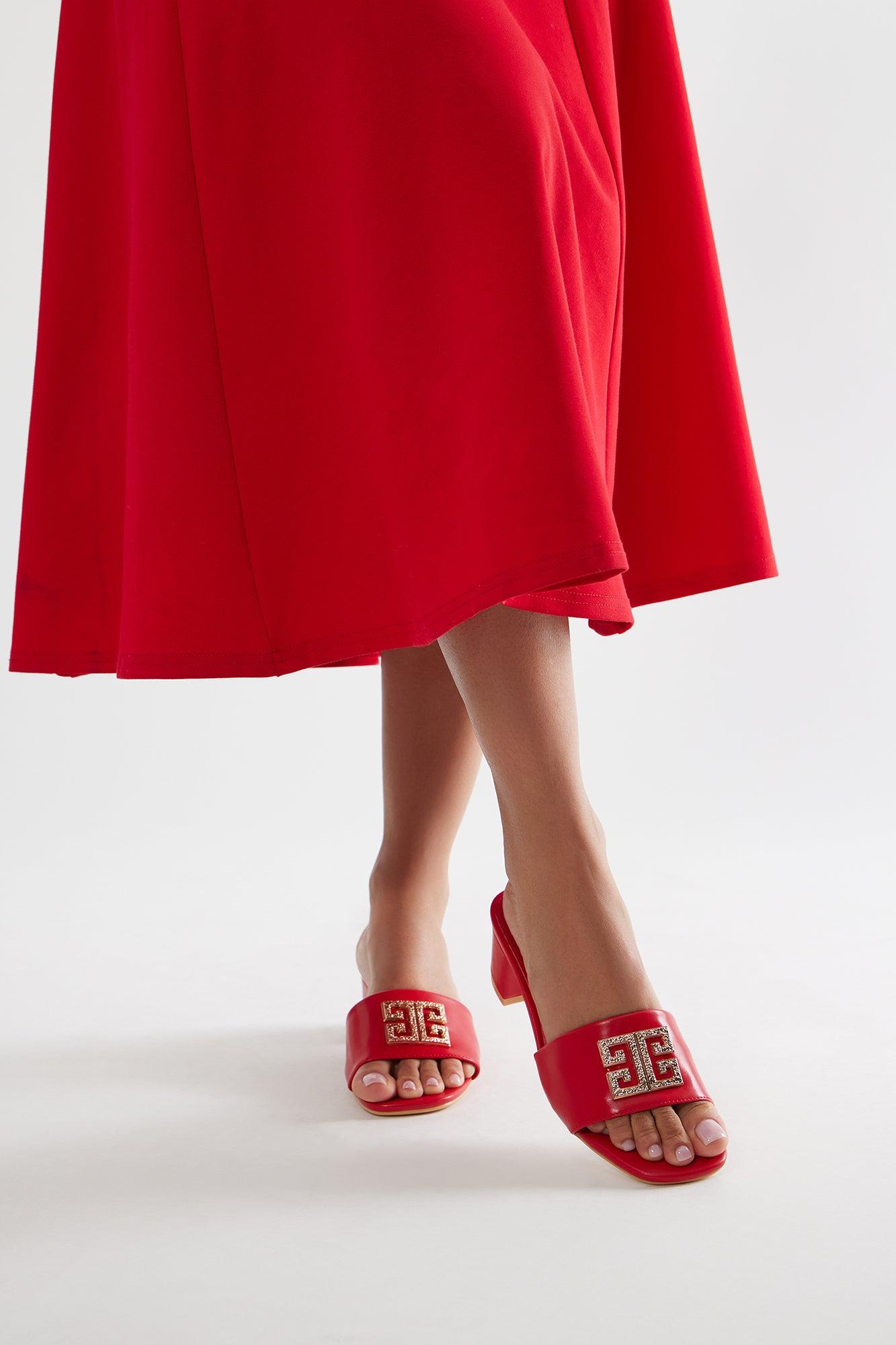 To Top It Off Heeled Sandals - Red Product Image