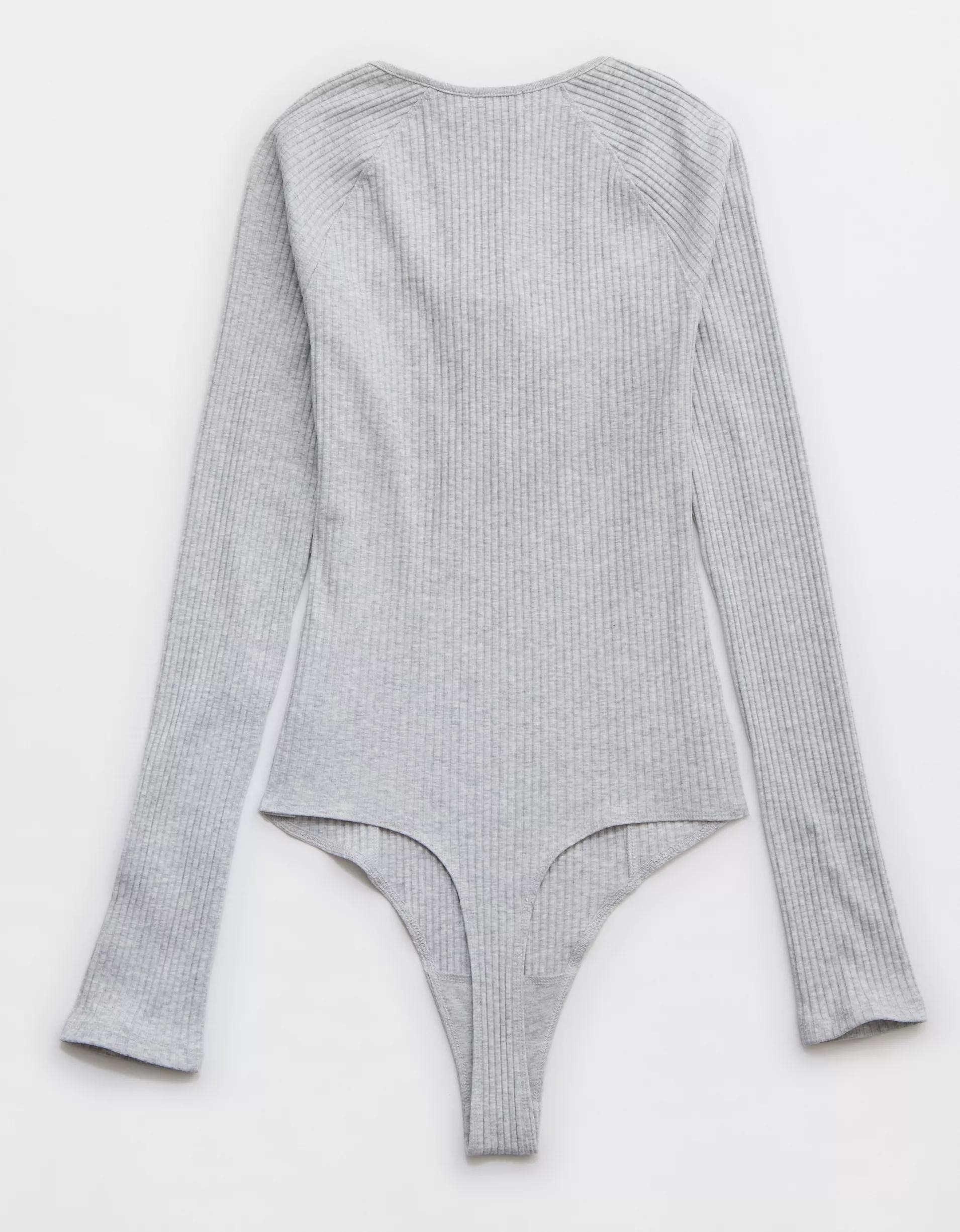 Aerie Long Sleeve Tie Front Bodysuit Product Image