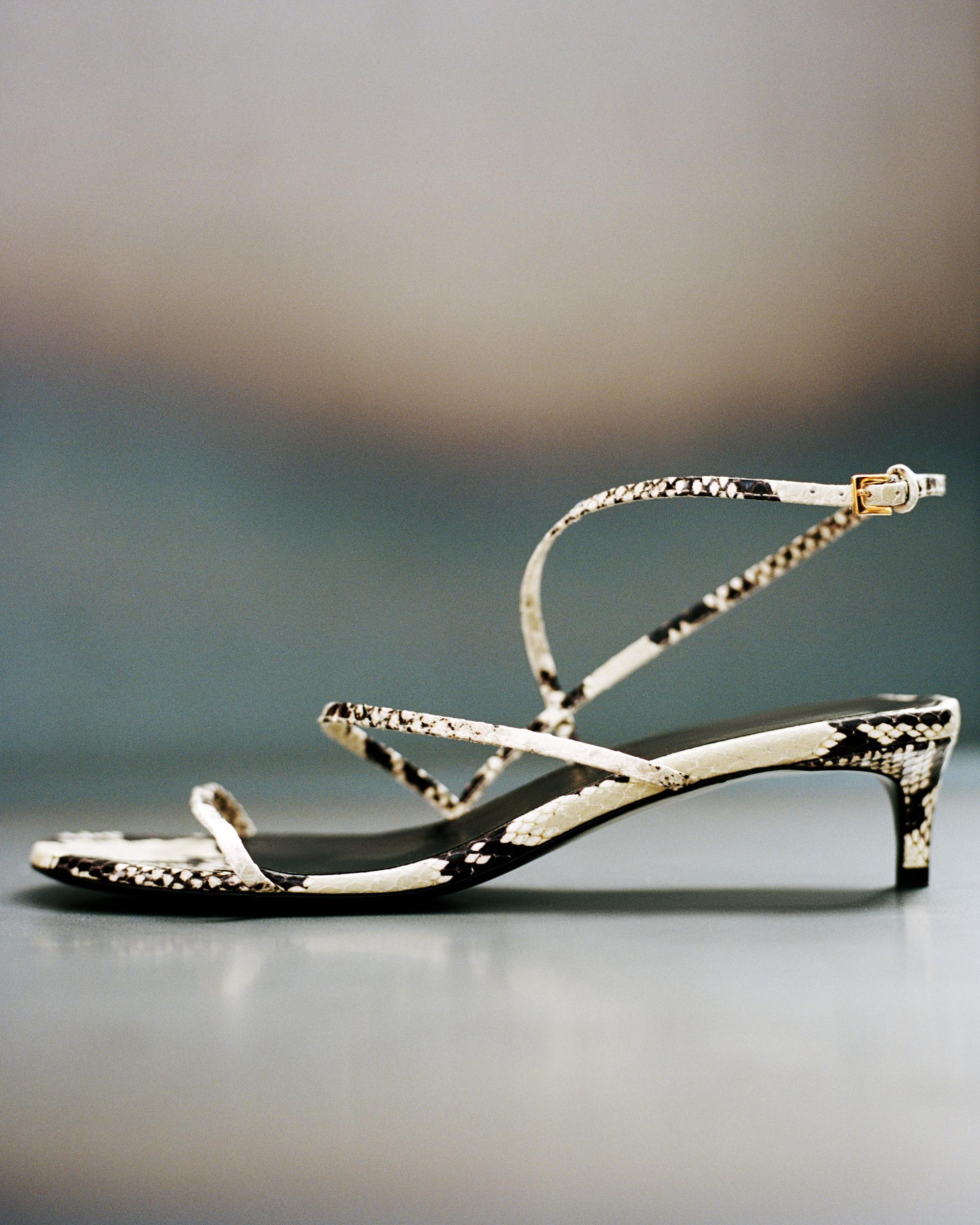 Loop Kitten Heel Sandal in Natural Python-Embossed Leather Product Image