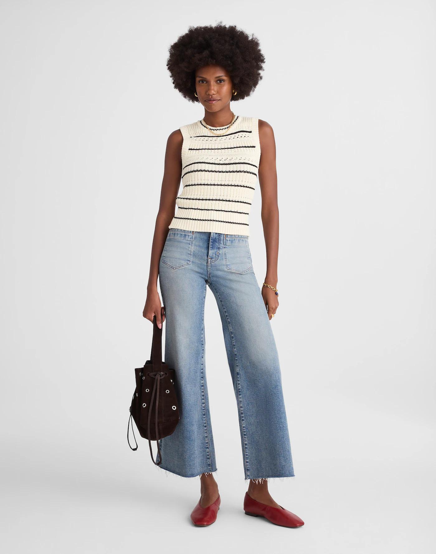 Striped Sweater Vest in 100% Cotton Product Image