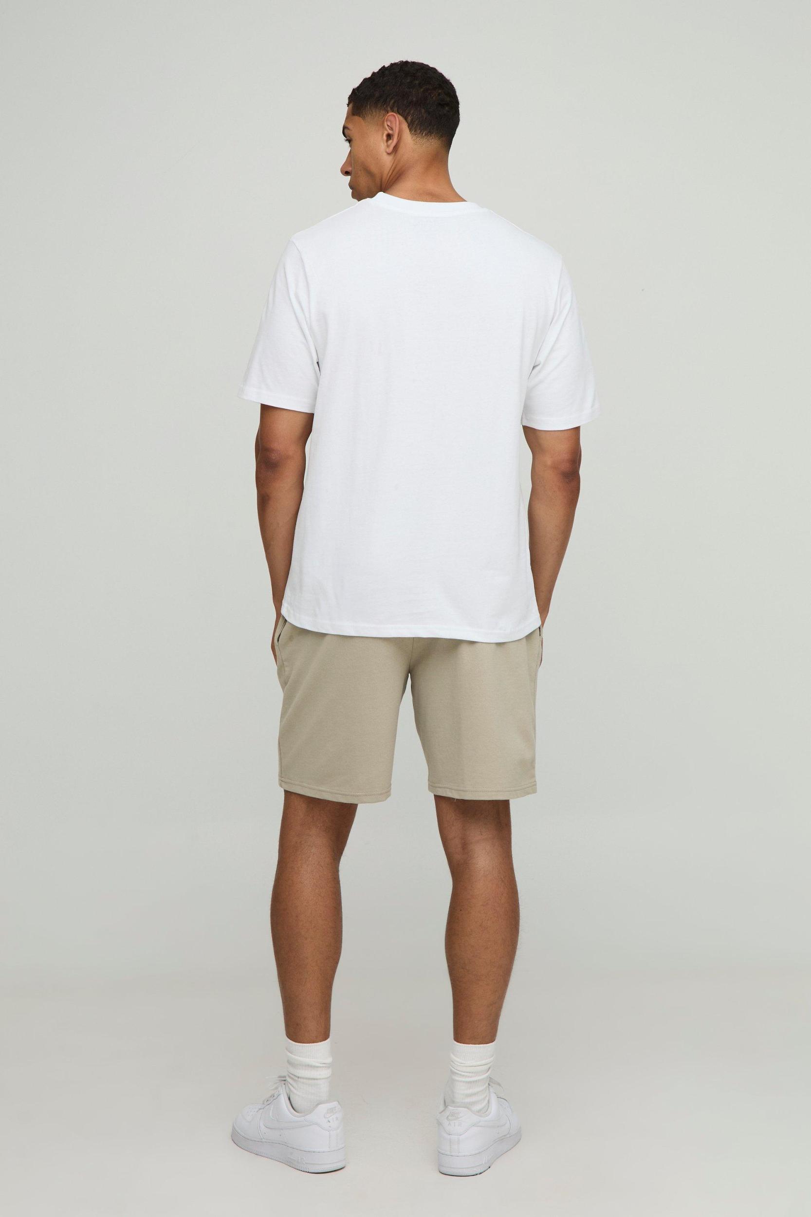 Regular Fit MAN. Embroidered T-Shirt and Short Set | boohooMAN USA Product Image