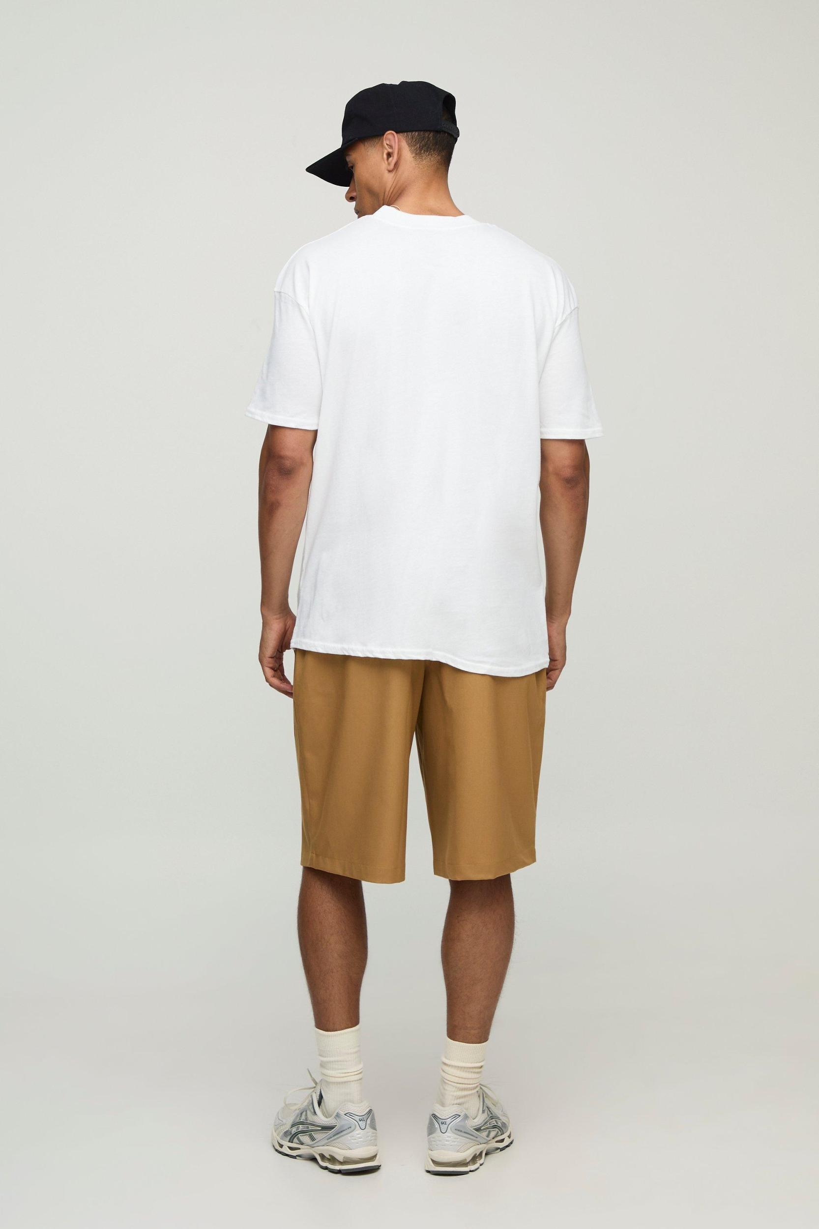 White Oversized Extended Neck Monte Carlo T-Shirt | boohooMAN USA Product Image