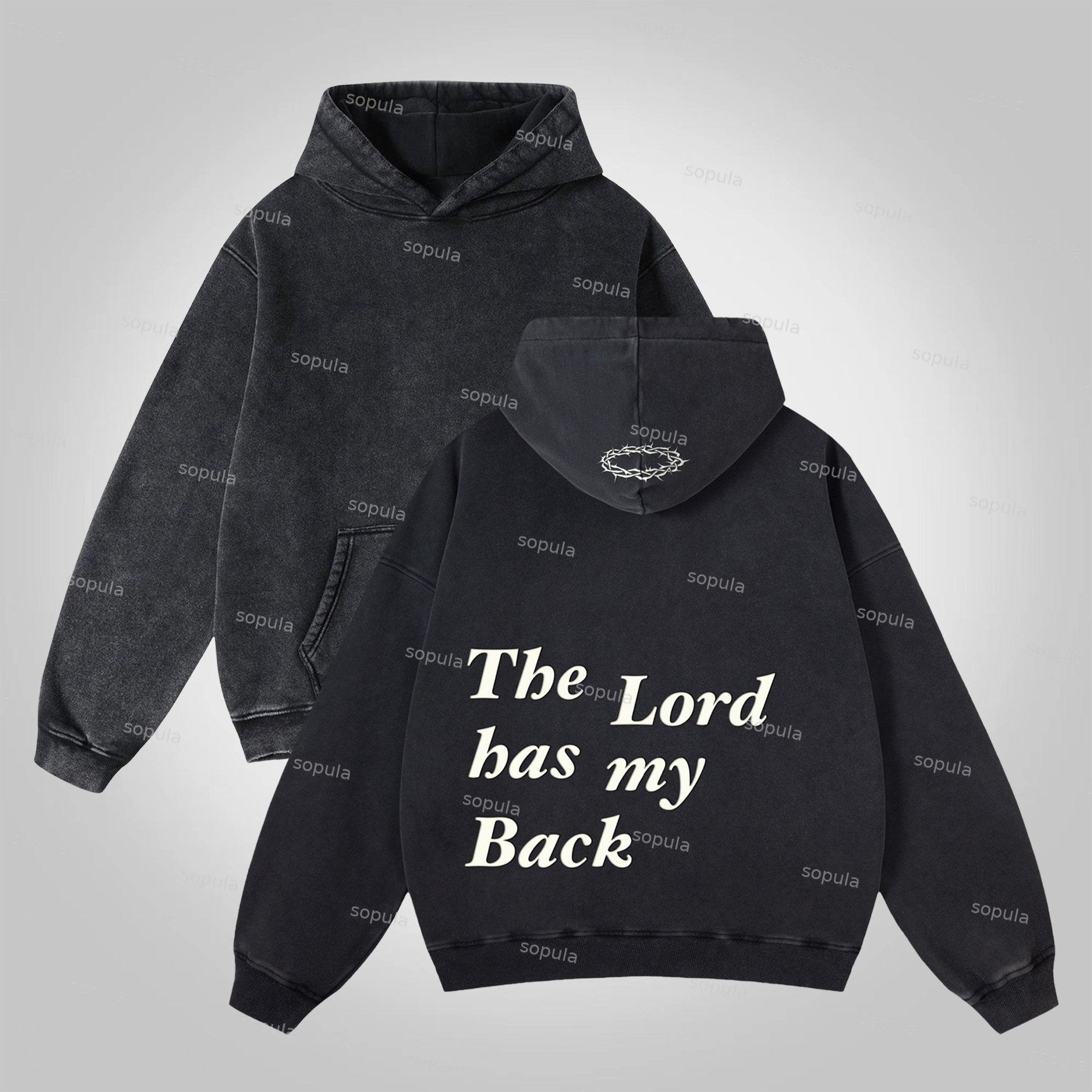 The Lord Has My Back Graphic Washed Hoodie Product Image