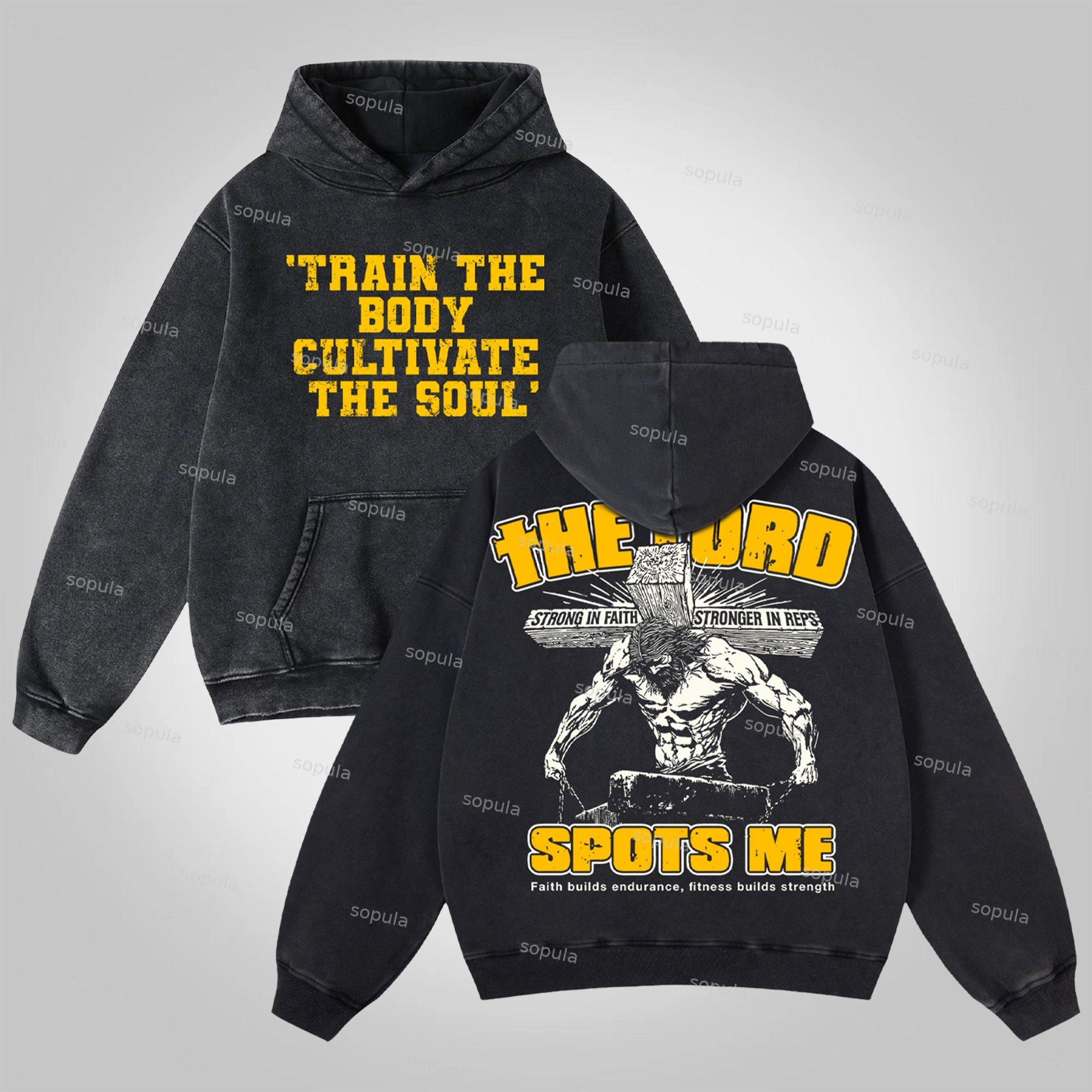 Sopula The Lord Spots Me God Gym Graphic Washed Hoodie Product Image