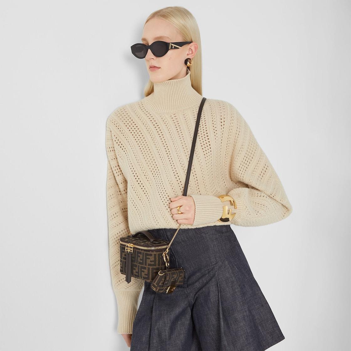 Fendi VanityTobacco brown FF jacquard fabric mini-bag Product Image