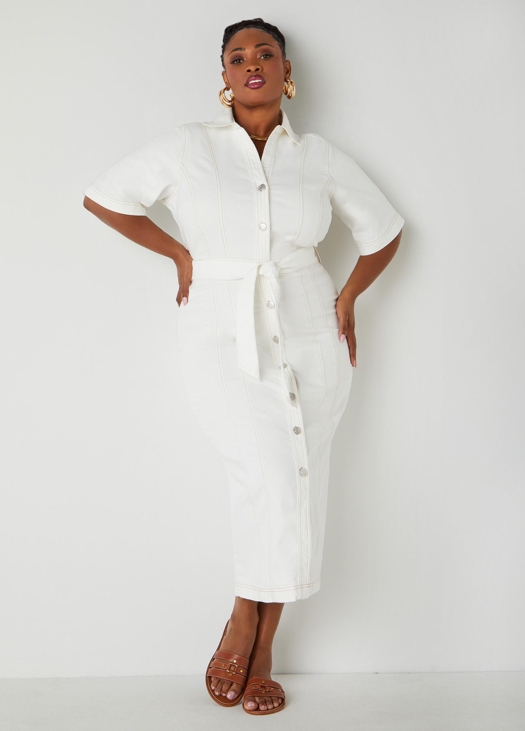 Belted Denim Maxi Dress Product Image