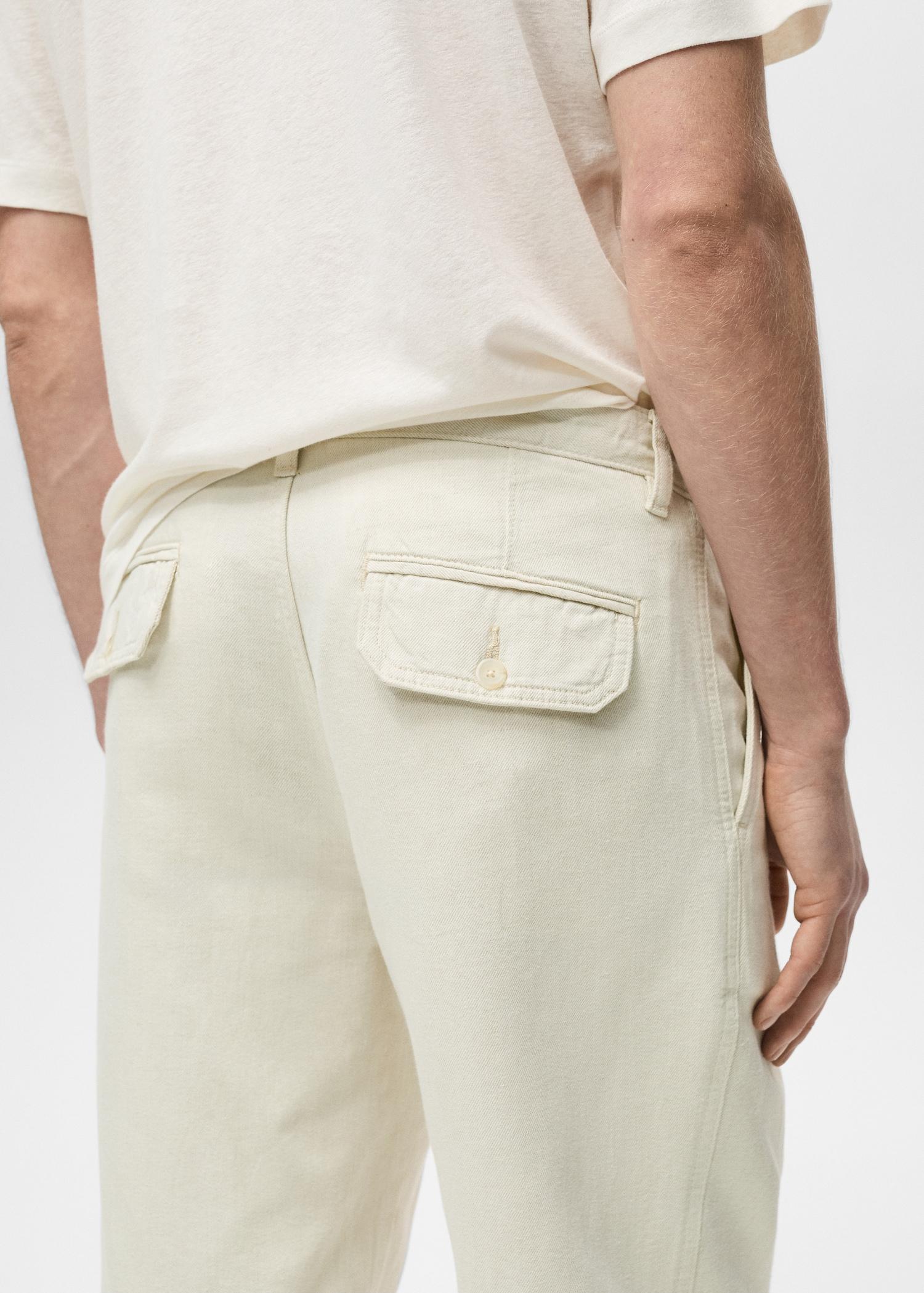 Linen-blend regular-fit pleated jeans - Men | MANGO USA Product Image