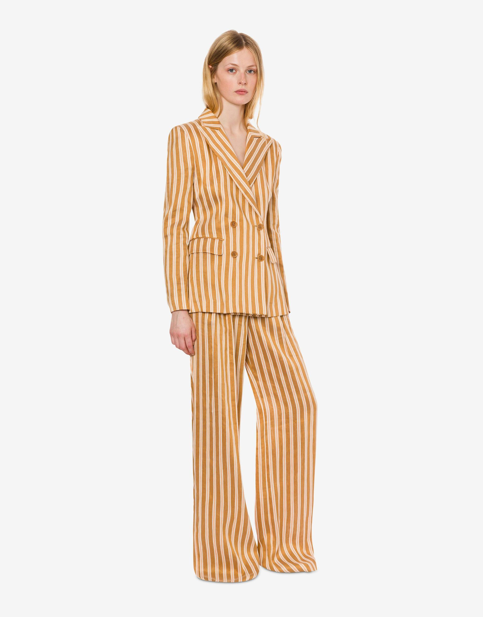 Linen viscose striped trousers Product Image