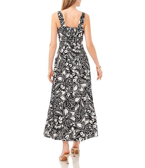 Vince Camuto Woven Sleeveless Square Neckline Tiered Maxi Dress Product Image