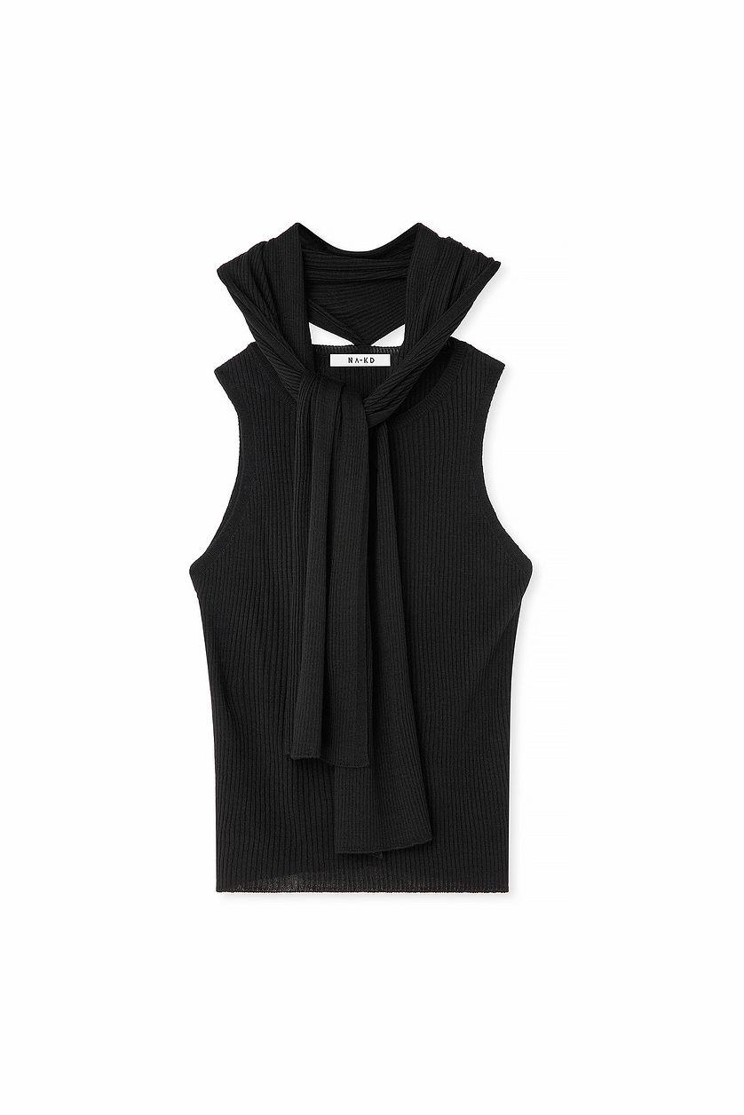 Knitted Scarf Detail Top Product Image