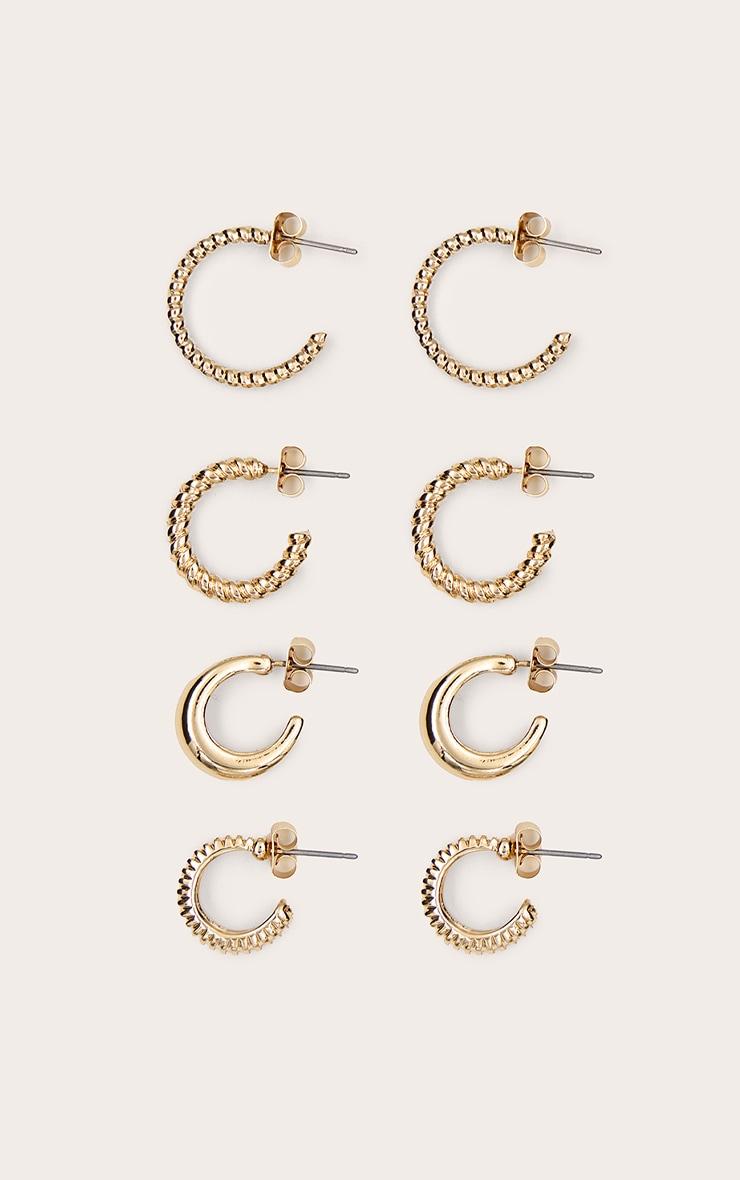 Gold Mixed Detail Hoop Multipack Earrings Product Image