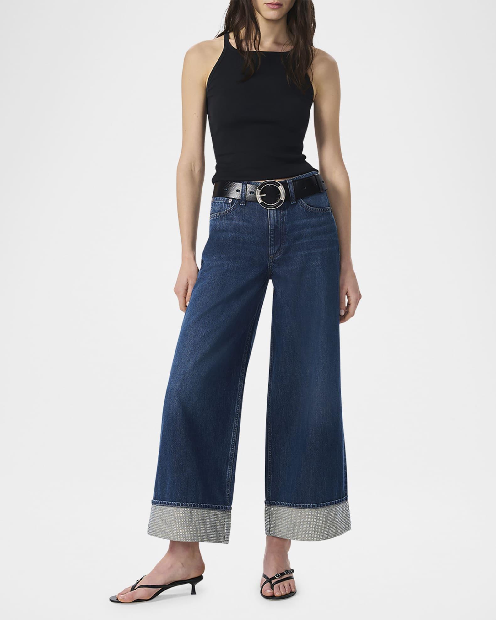 Sofie High-Rise Embellished Ankle Cuff Jeans Product Image