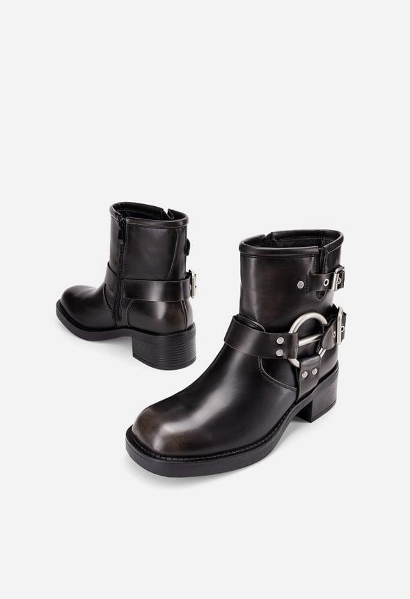 Faux Leather Moto-Inspired Comfort Boots Product Image