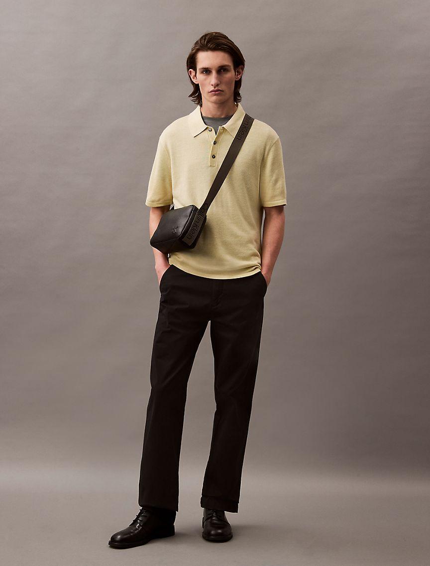 Linen Blend Classic Sweater Polo Shirt Product Image