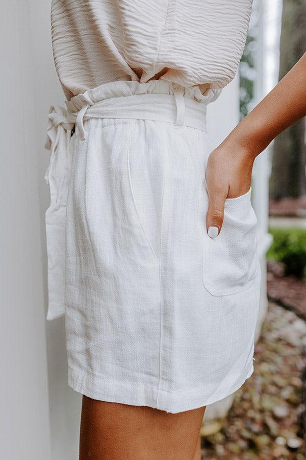 On The Boat Linen-Blend Shorts In Ivory Product Image