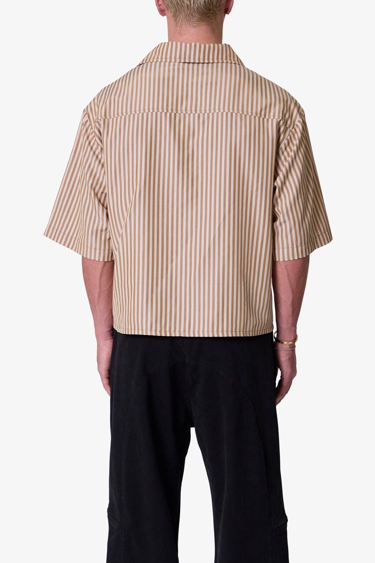 Striped One Pocket Pajama Shirt - Brown/Cream Product Image