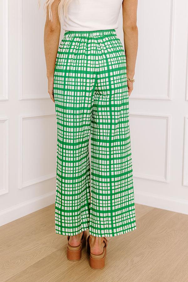 The Madison High Waist Plaid Pants in Green Product Image