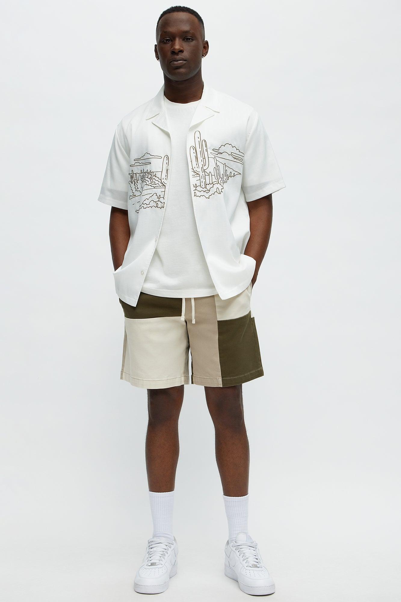 Blocked Again Shorts - Olive/combo Product Image