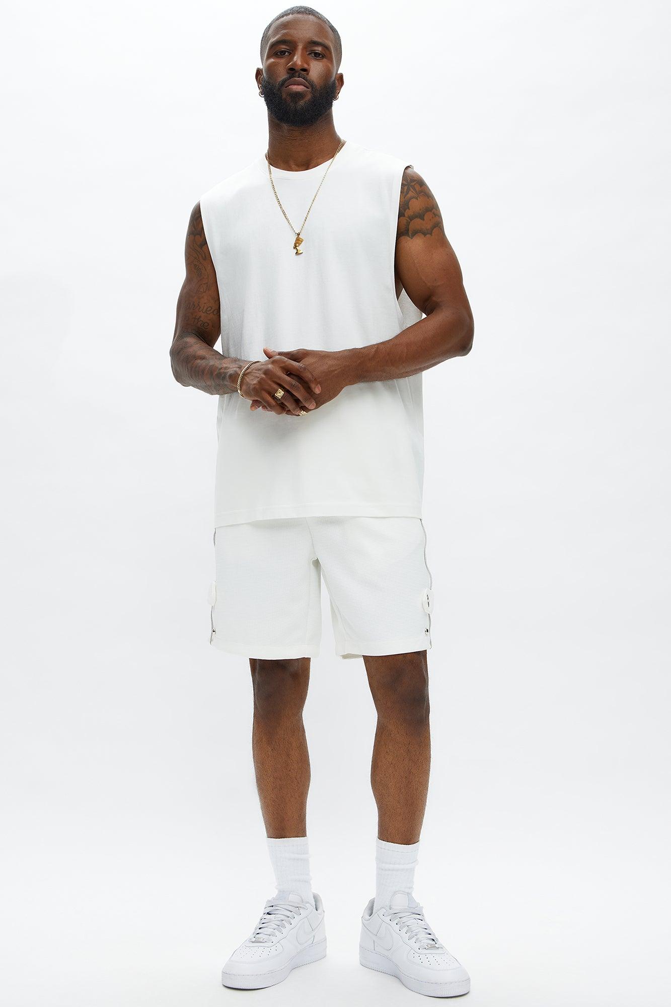 Relaxed Bright Stars Studded Sweatshorts - White Male Product Image