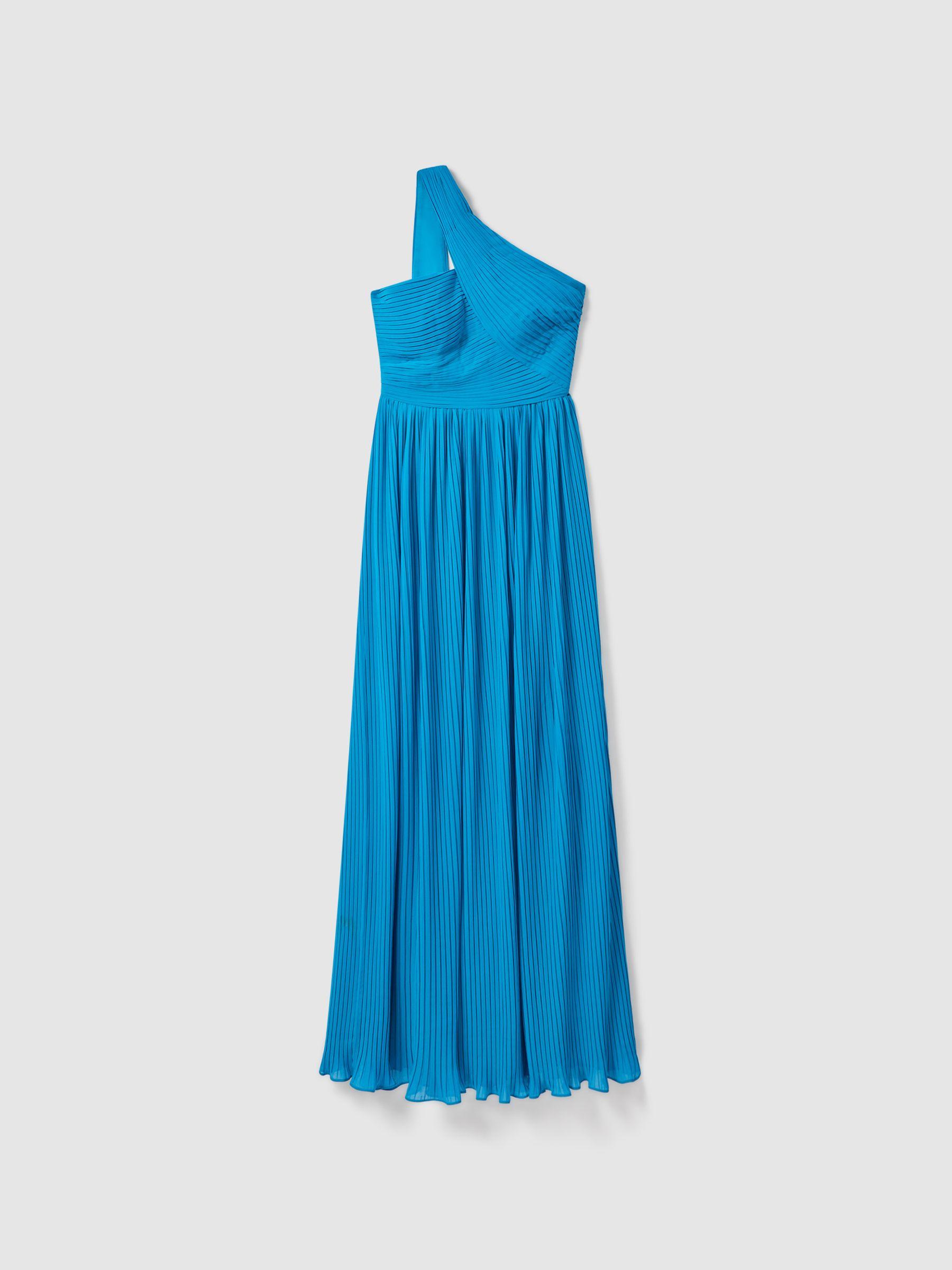 Amur One Shoulder Pleated Maxi Dress in Blue Surf Product Image
