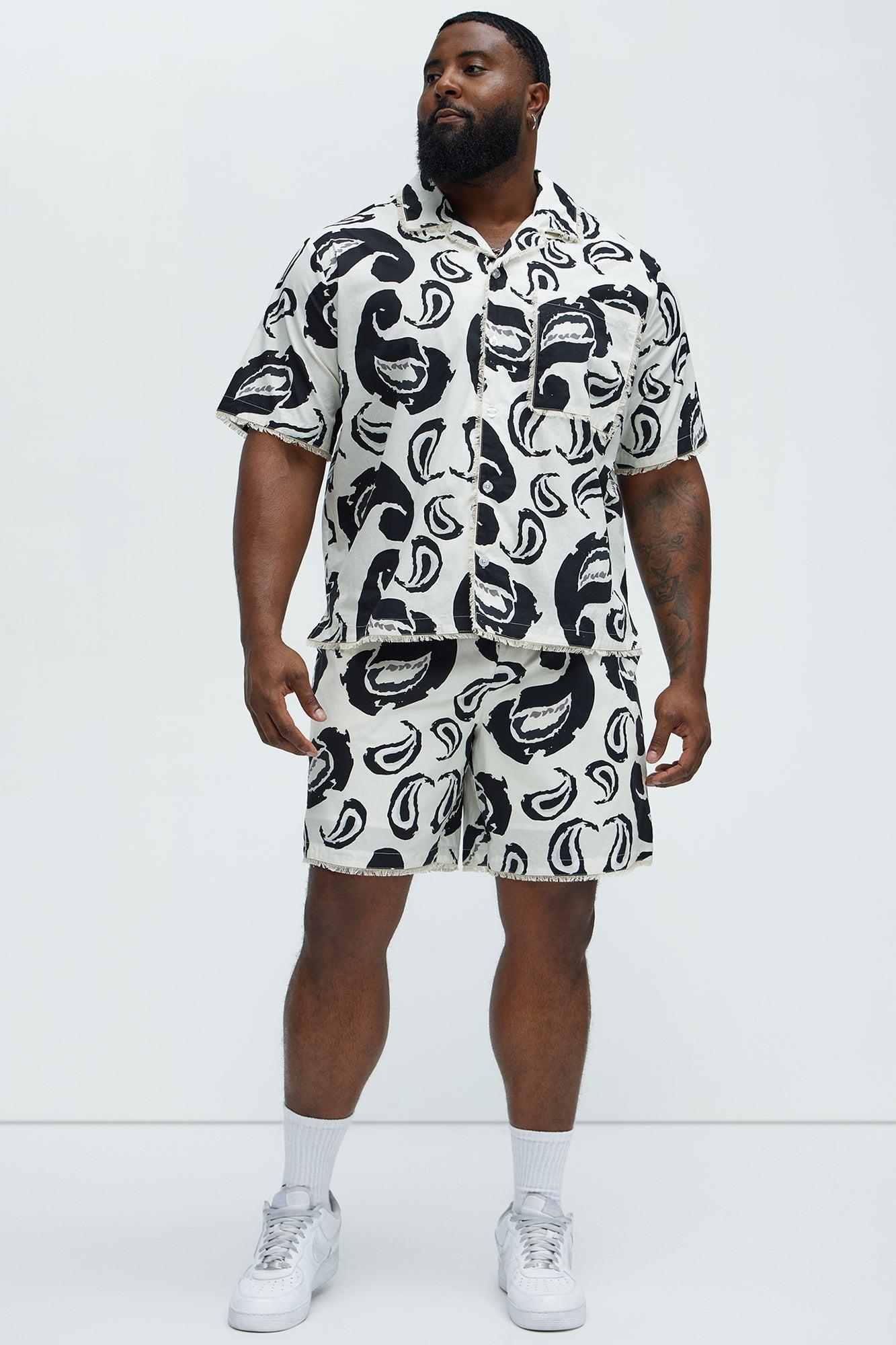 Paisley Print Frayed Shorts - White/combo Product Image