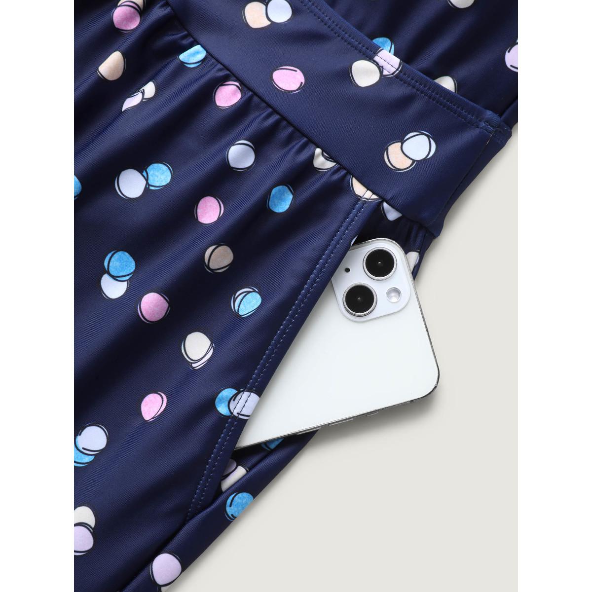 Plus Size Polka Dots Pockets One-Piece Swimsuit Women's Swimwear Mediumblue Beach Tie knot Curve Bathing Suits High stretch One Pieces BloomChic 22-24/3X Product Image