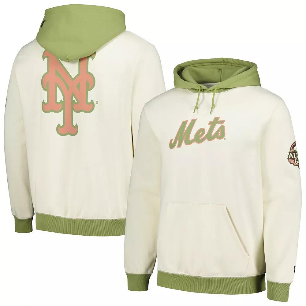 Men's New Era Cream/Green New York Mets Color Pop Pullover Hoodie, Size: Large, Beige Product Image