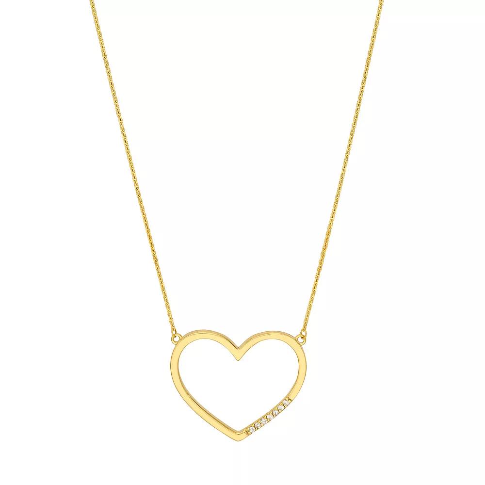 14k Gold Diamond Accent Open Heart Adjustable Necklace, Women's, Size: 18" Product Image