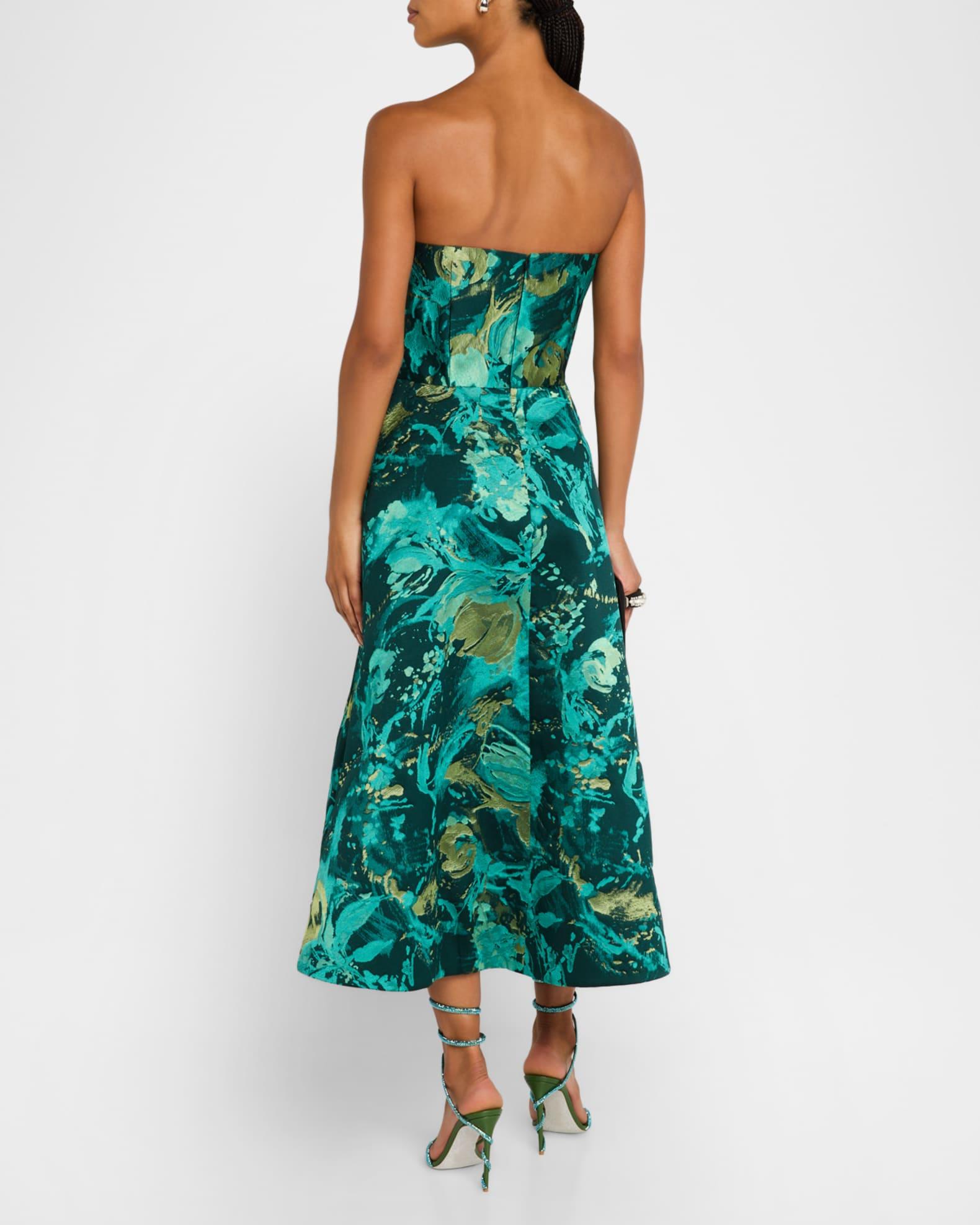 Strapless Metallic Jacquard Midi Dress Product Image