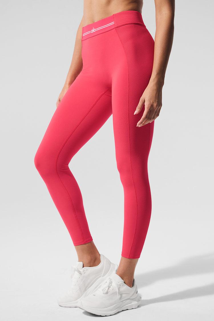 Alosoft High-Waist 7/8 Relay Legging - Candy Red/White Product Image