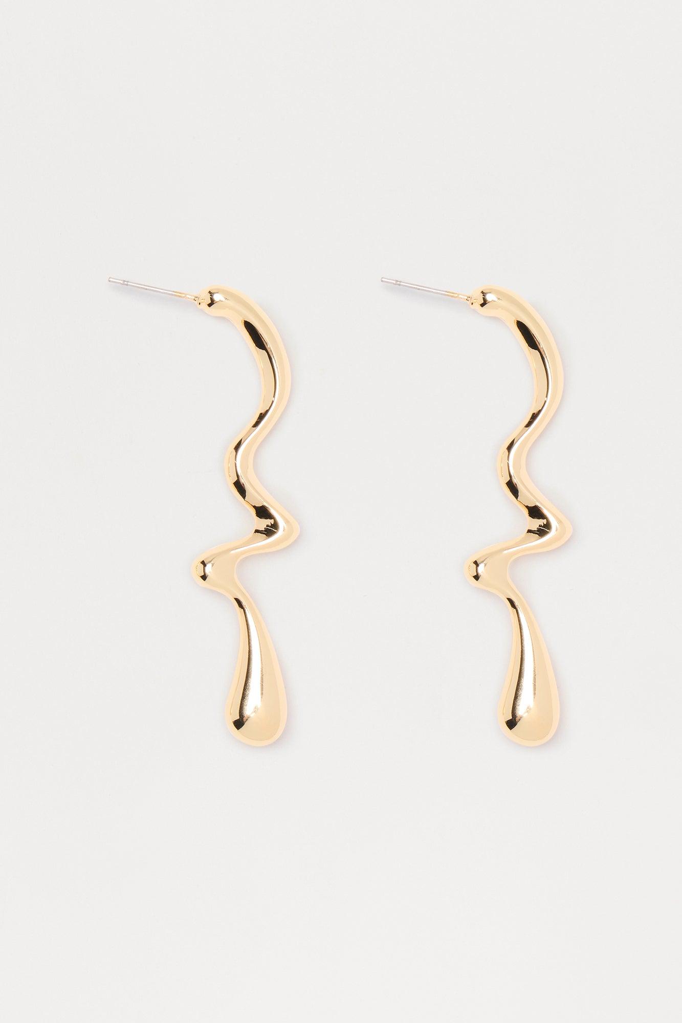 Hazel Abstract Drop Earrings - Gold Female Product Image