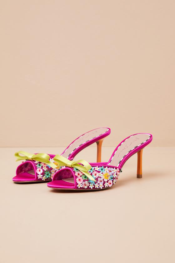 Naddia Fuchsia Multi Sequin High Heel Slide Sandals Product Image