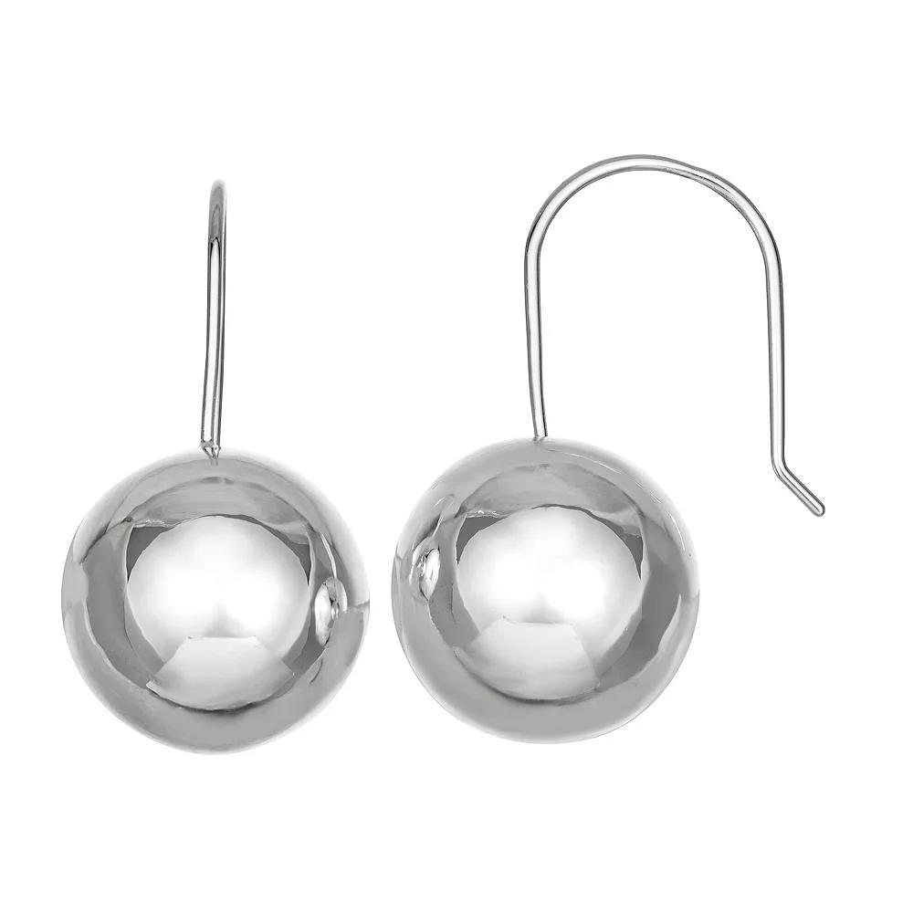 Nine West Silver Tone Puffy Ball Threader Earrings, Women's Product Image